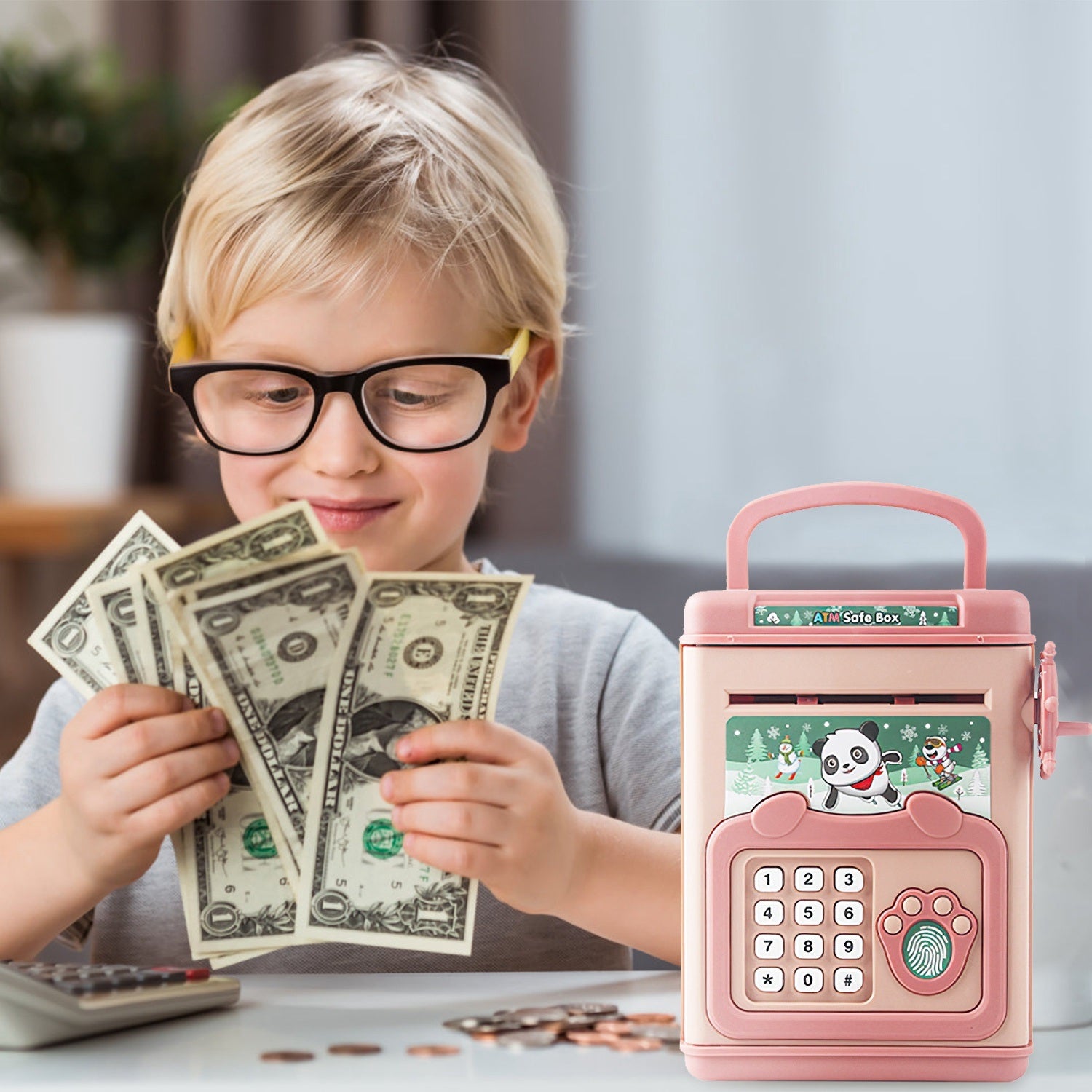 Piggy Bank Toy Cash Coin Money Bank Money Saving Box with Password Fingerprint Voice Promp Mountain Lakes Mall