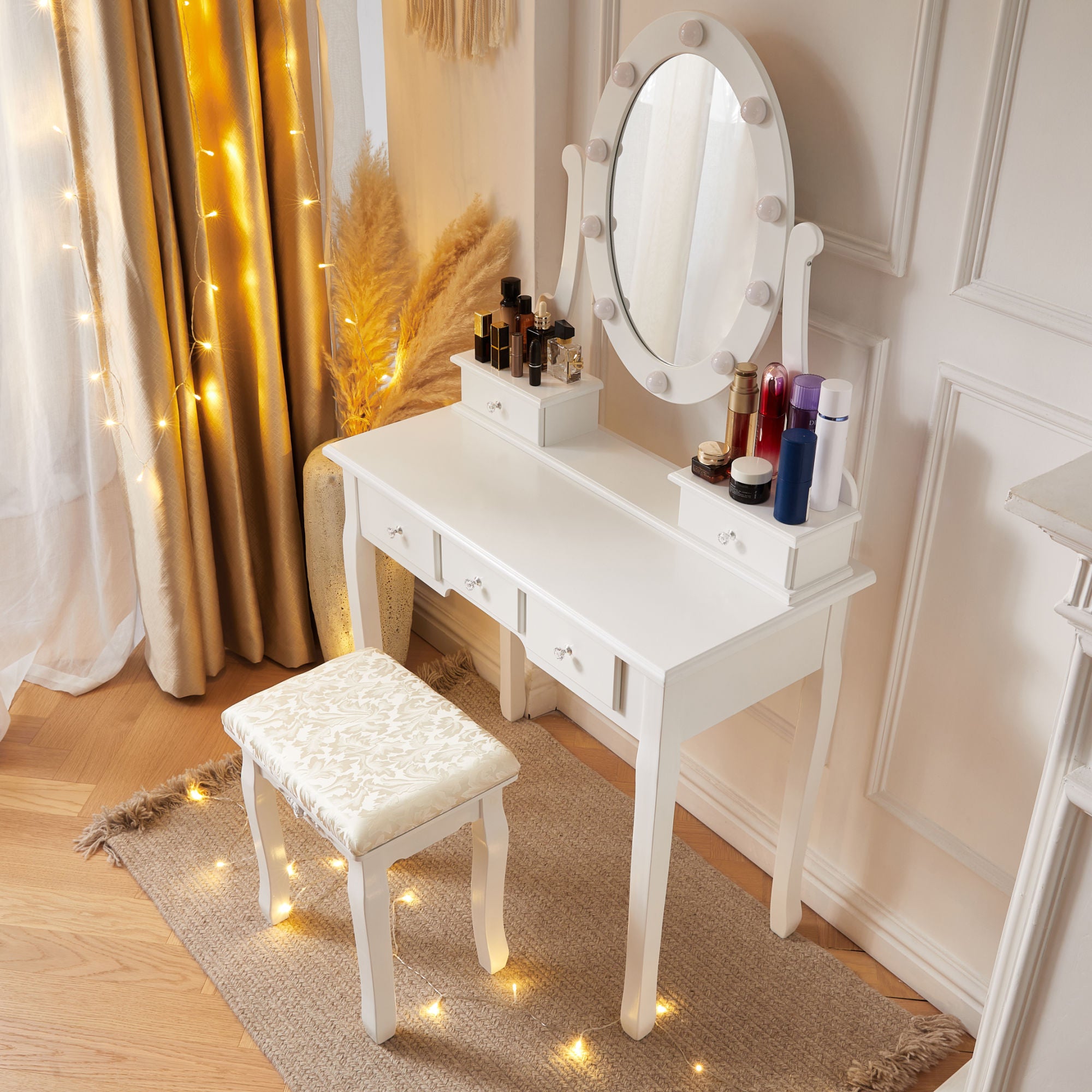 Makeup vanity dresser with lights online