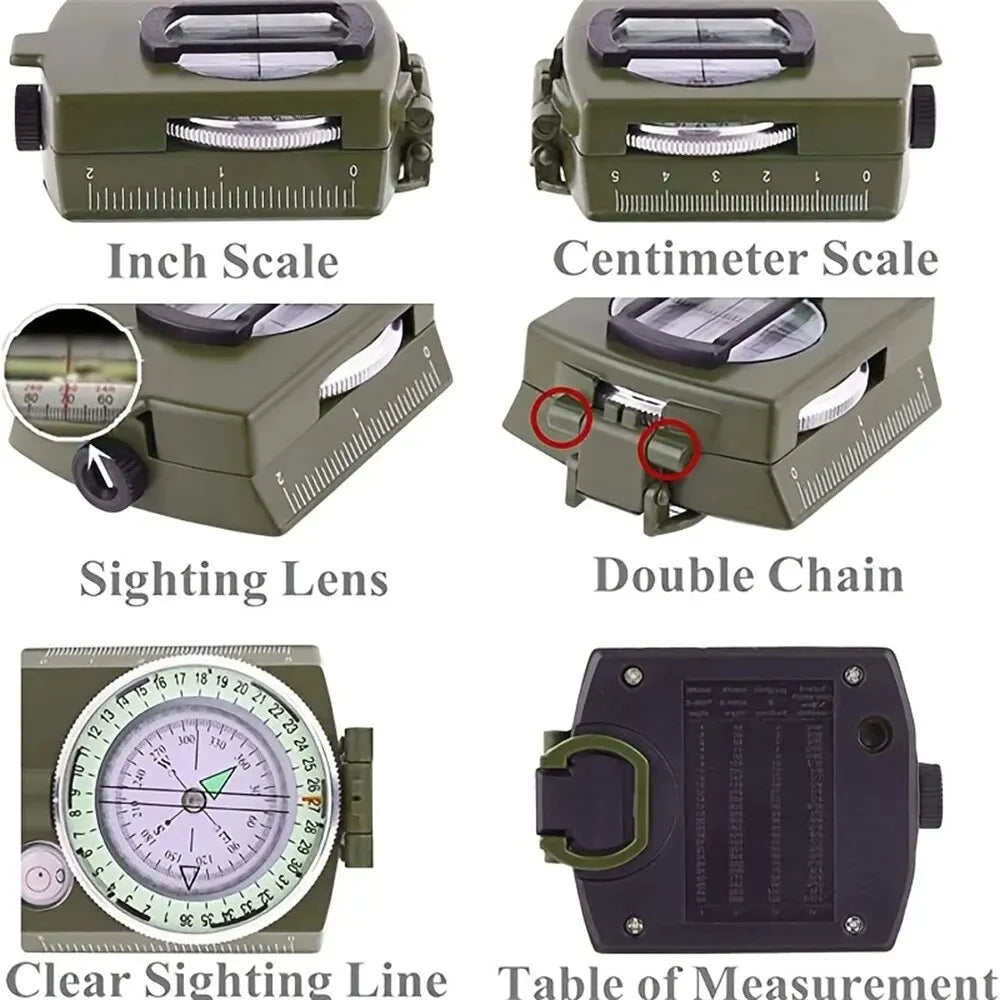 Compass Waterproof High Precision Compass Outdoor Gadget Sports Hiking Mountaineering Professional Metal Sight - Mountain Lakes Mall