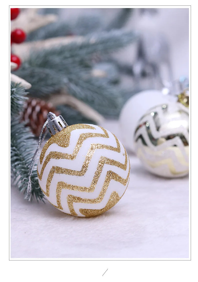 24Pcs White Gold Mixed Christmas Tree Decoration Christmas Balls Party Window Home Furn Christmas Hanging Ball Ornament Decor