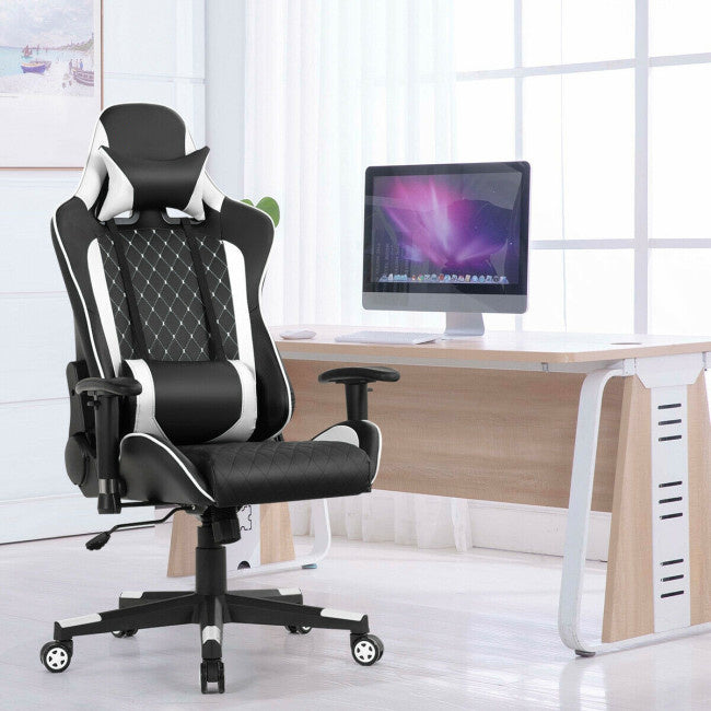 Massage Gaming Chair with Lumbar Support and Headrest - Mountain Lakes Mall