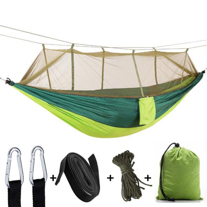 Camping Hammock with Mosquito Net Ultralight Portable Nylon Outdoor Windproof Anti-Mosquito Swing Sleeping Hammock - Mountain Lakes Mall