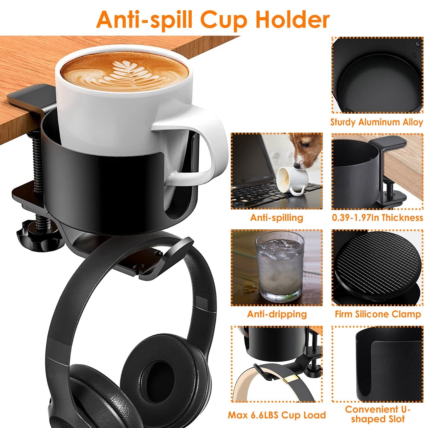 Desk Cup Holder 2-In-1 Anti-spill Cup Holder - Mountain Lakes Mall