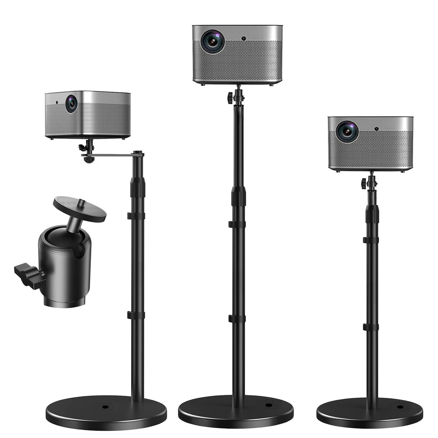 Projector Stand Height adjustable 28"-52" Tall Floor Stands w 3 Mounting Options 360° Rotatable Ball Head Heavy Duty Multipurpose Soporte Para Proyector for Home Office 5 Core PS FLR RB BLK - Mountain Lakes Mall