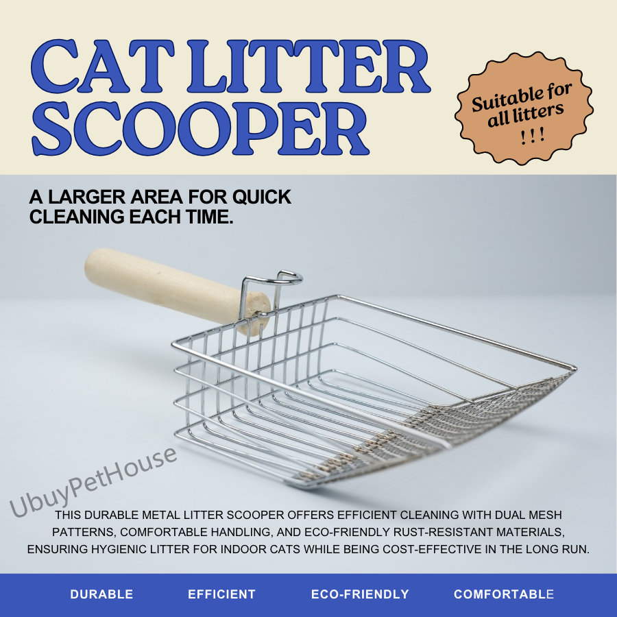 Cat metal litter scoops filter small feces Litter filters Oversized dog litter scoops can cope with different sizes of feces small and large holes The new design of litter scoops Wooden handles - Mountain Lakes Mall