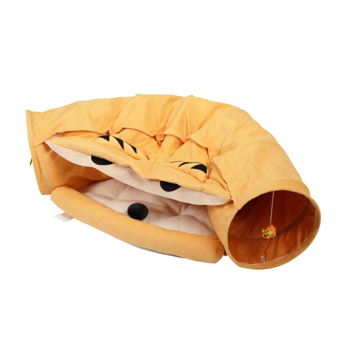 Collapsible Cat Tunnel Bed;  Hide Tunnel for Indoor Cats with Hanging Toys and Cushion Mat;  XH - Mountain Lakes Mall