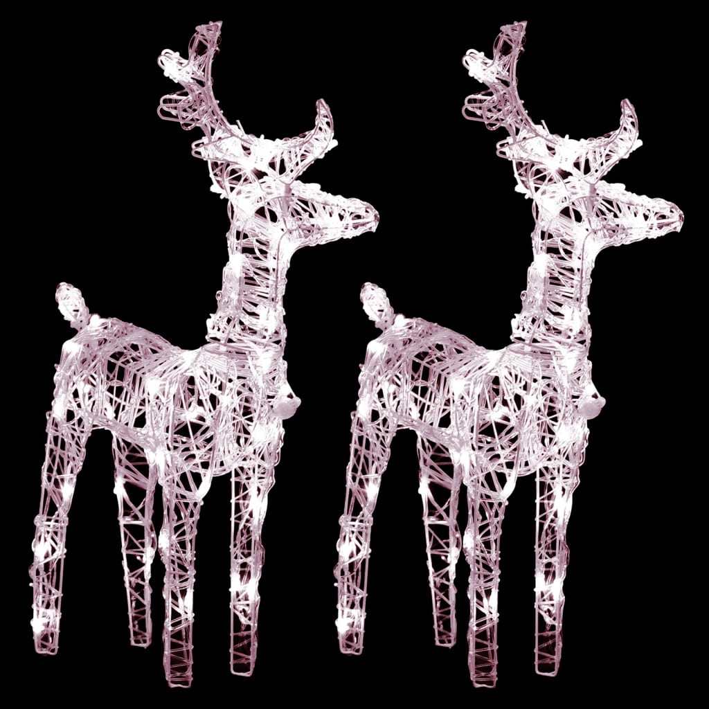 Christmas Reindeers 2 pcs Warm White 80 LEDs Acrylic - Mountain Lakes Mall