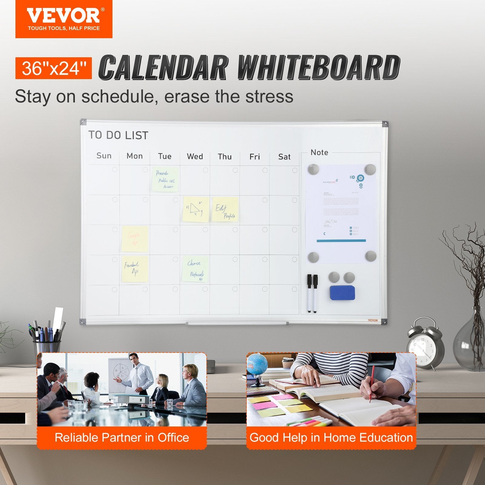 Calendar Whiteboard, 36 x 24 Inches Magnetic Dry Erase Calendar Board, Monthly Planner - Mountain Lakes Mall