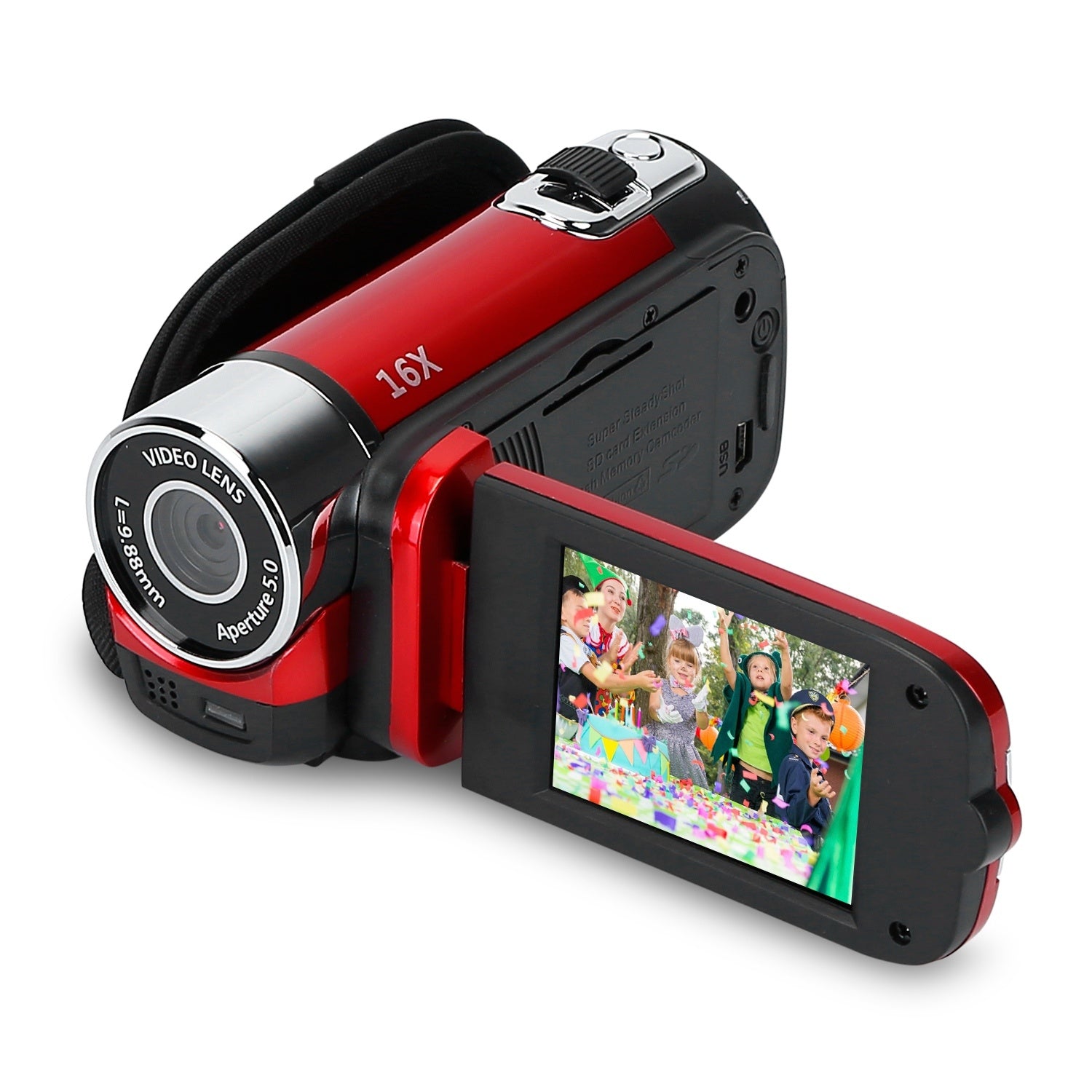 HD 1080P Digital Video Camcorder 2.7in 16X Zoom DV Camera 270° Rotation Rechargeable Kid Camera w/Fill Light Selfie - Mountain Lakes Mall