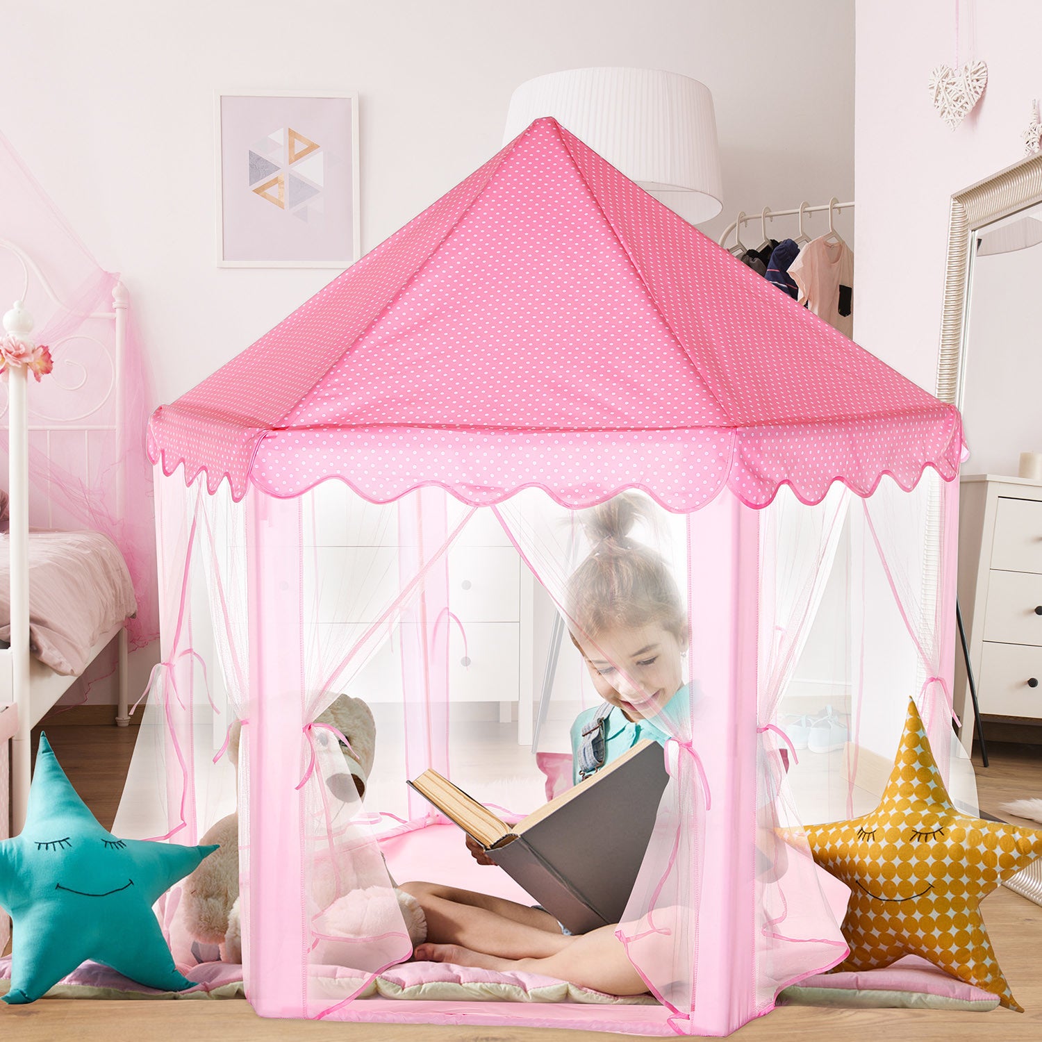 Kids Play Tents Princess for Girls Princess Castle Children Playhouse Indoor Outdoor Use - Mountain Lakes Mall