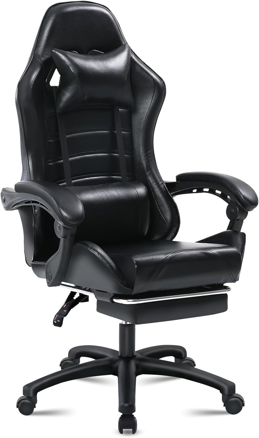 Ergonomic Gaming Chair for Adults, Comfortable Computer Chair for Heavy People, Adjustable Height Office Desk Chair with Wheels, Breathable Leather Video Game Chairs - Mountain Lakes Mall