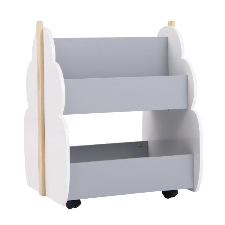 Kids Wooden Bookshelf with Universal Wheels - Mountain Lakes Mall