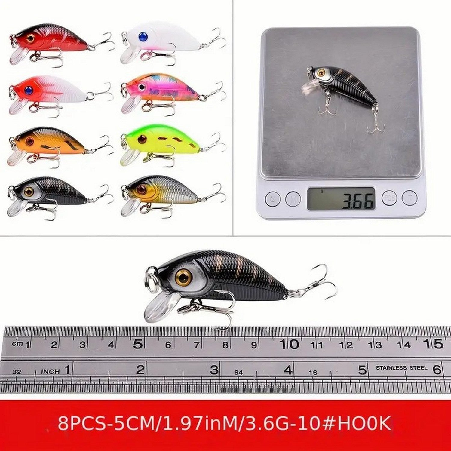 56pcs Premium Minnow Fishing Lures Kit - Hard Bait Plastic Tackle Crank Baits for Freshwater and Saltwater Fishing - Mountain Lakes Mall