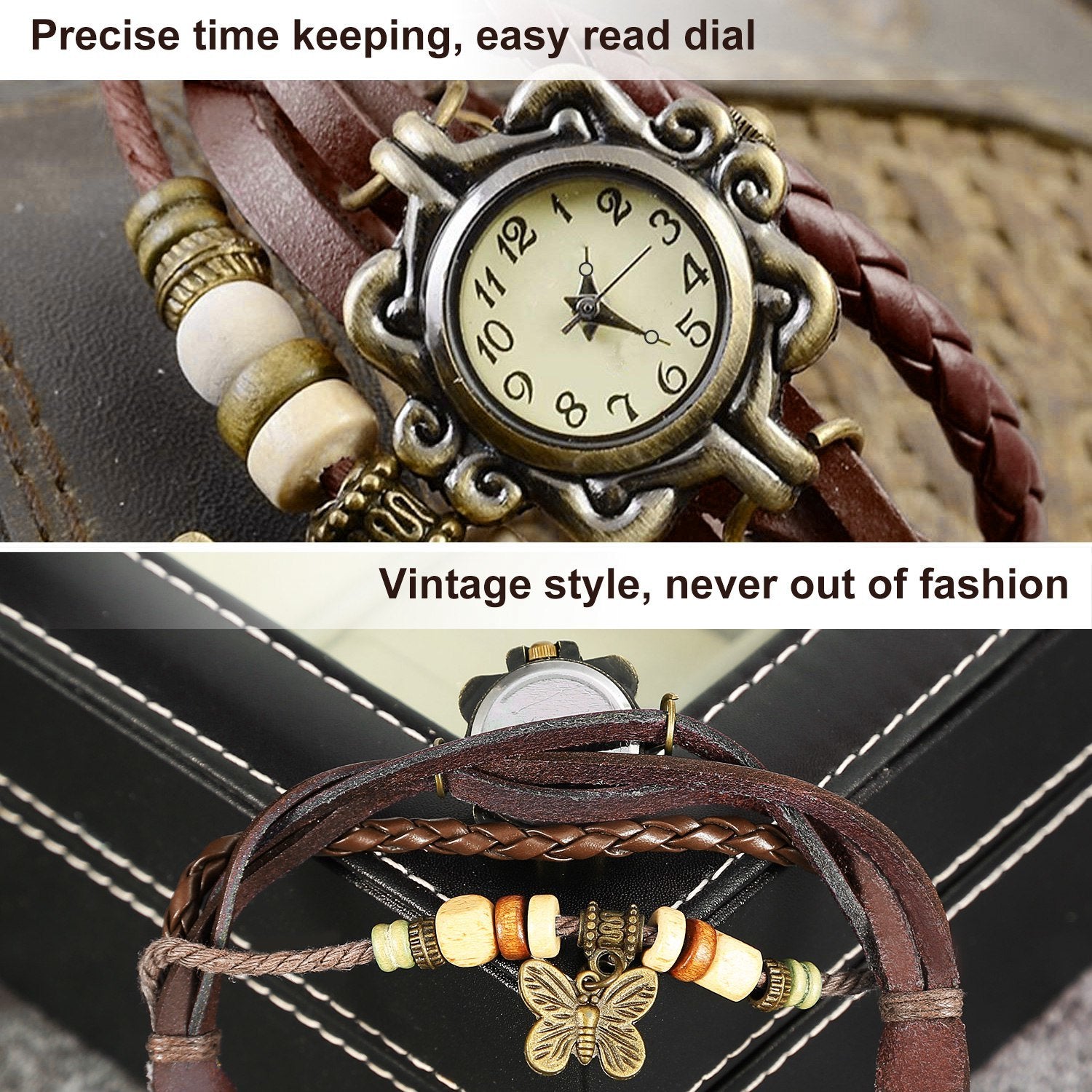 Vintage Women's Watch Bohemian Handmade Leather Watch - Mountain Lakes Mall