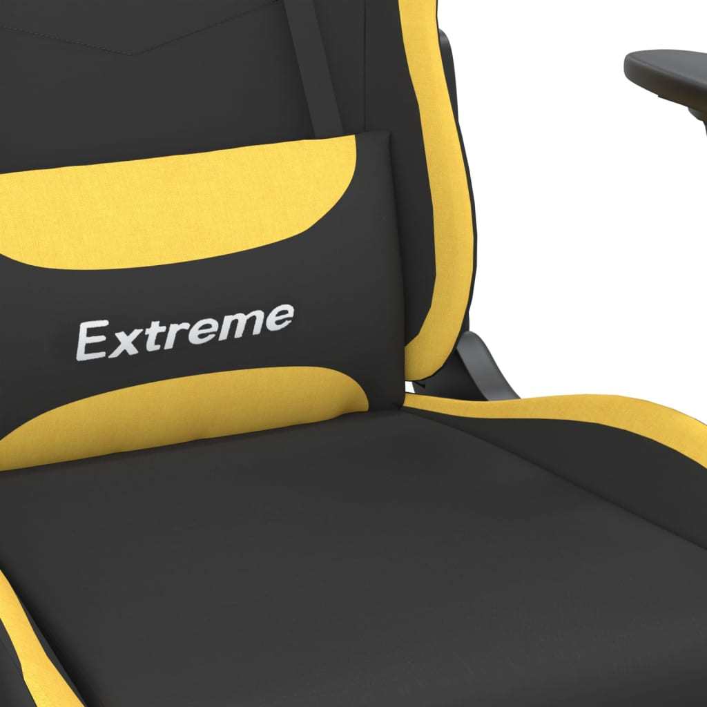 Massage Gaming Chair with Footrest Black and Yellow Fabric - Mountain Lakes Mall