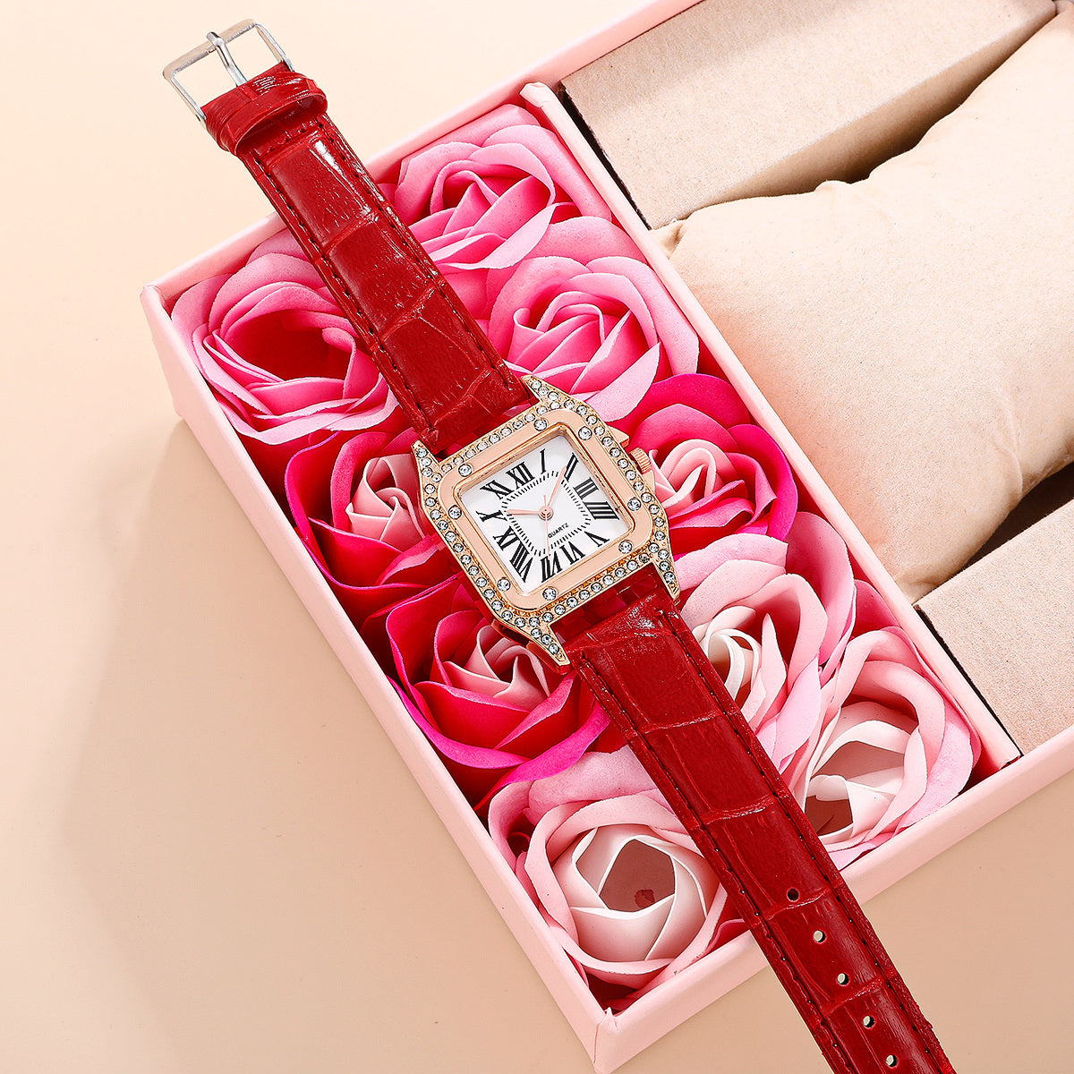 Women Diamond Watch Starry Square Dial Bracelet Watch - Mountain Lakes Mall