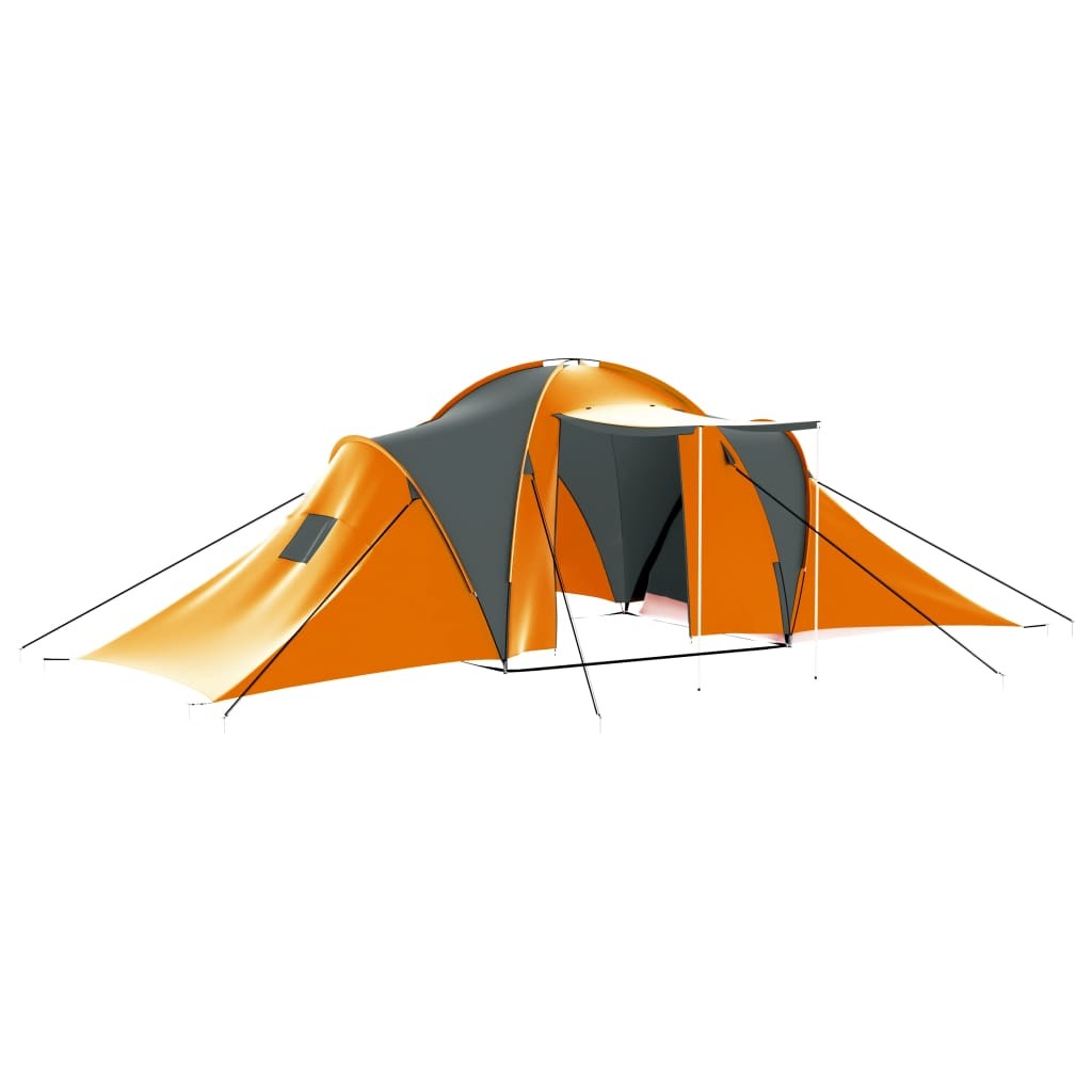 Camping Tent 9 Persons Fabric Gray and Orange - Mountain Lakes Mall