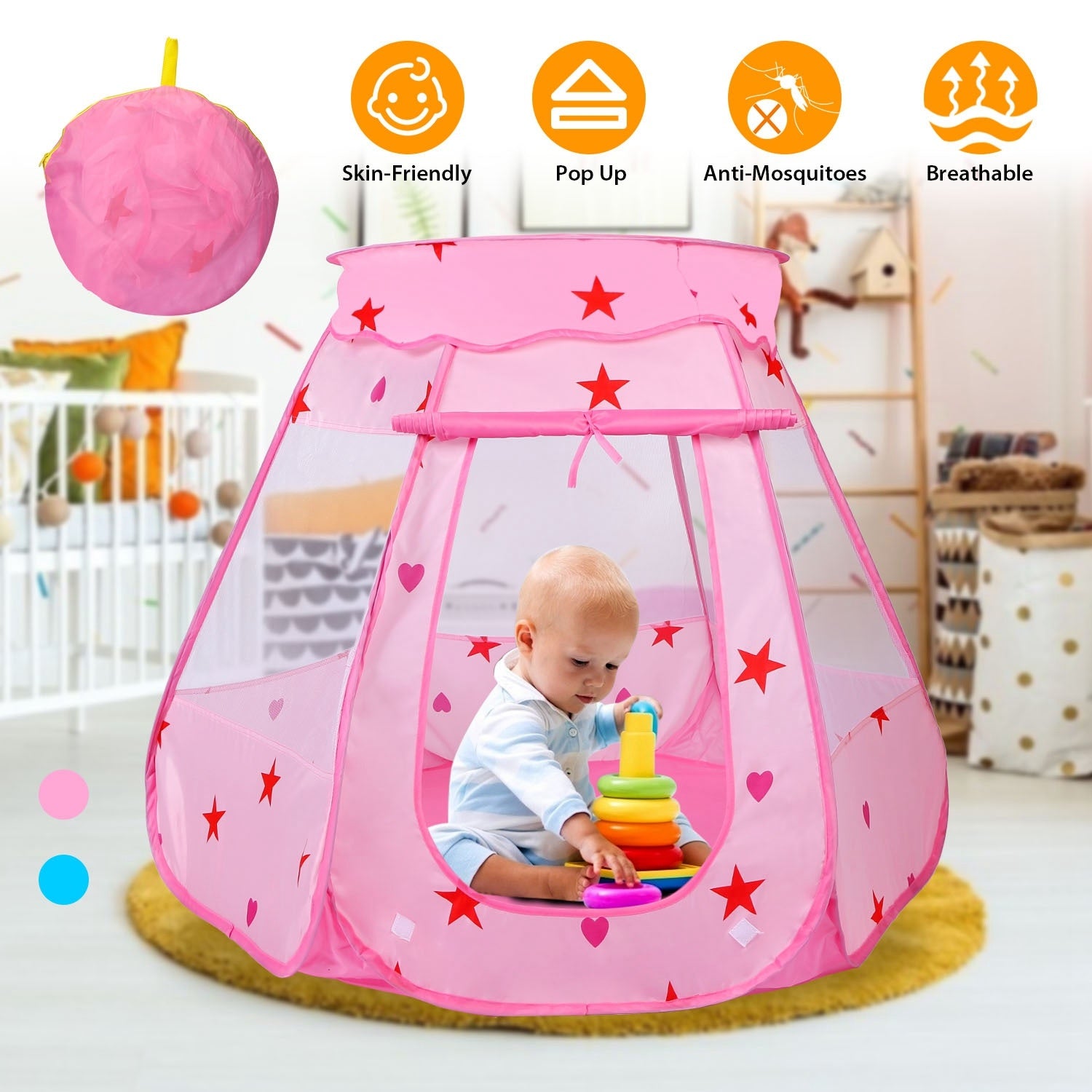 Kids Pop Up Game Tent Prince Princess Toddler Play Tent Indoor Outdoor Castle - Mountain Lakes Mall