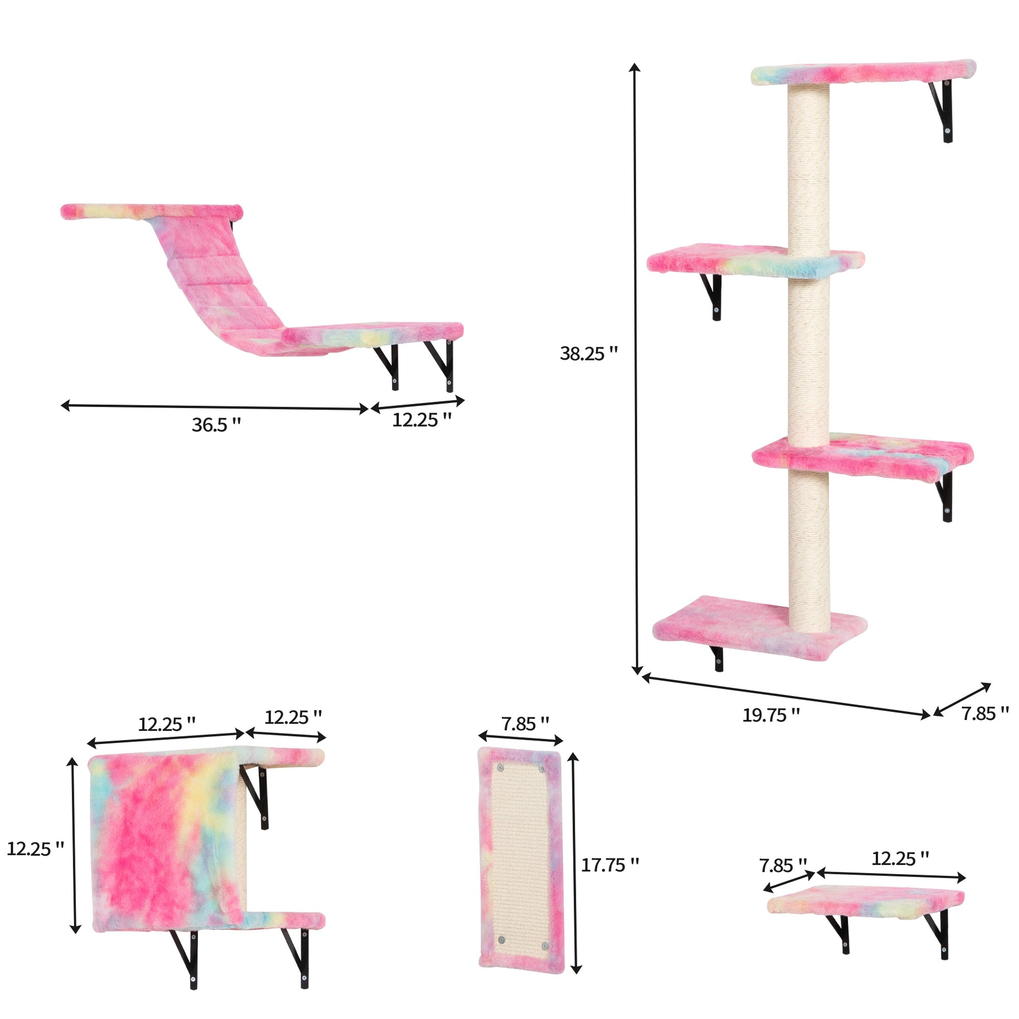 Wall-mounted Cat Tree, 5 Pcs Cat Tower for Kittens, Colorful - Mountain Lakes Mall