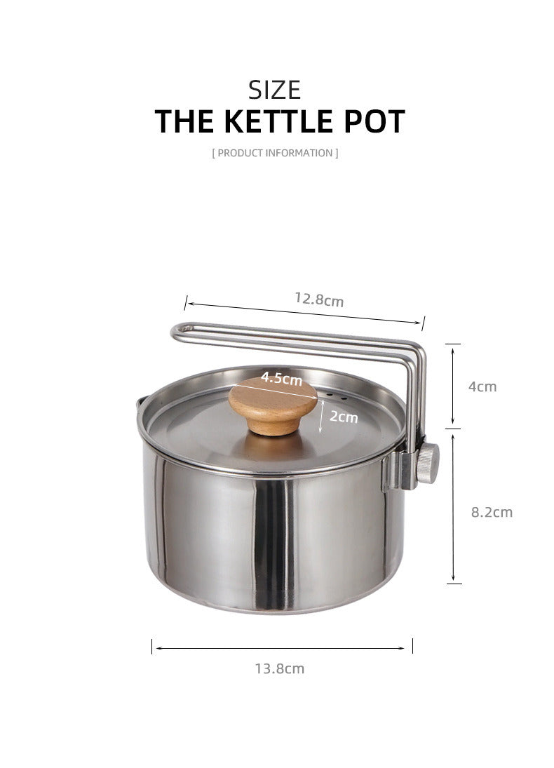 Outdoor multifunctional 304 stainless steel boiling kettle mountaineering portable coffee pot foldable fishing camping pot teapot - Mountain Lakes Mall