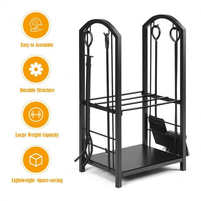 Fireplace Log Rack with 4 Pieces Fireplace Tools - Mountain Lakes Mall