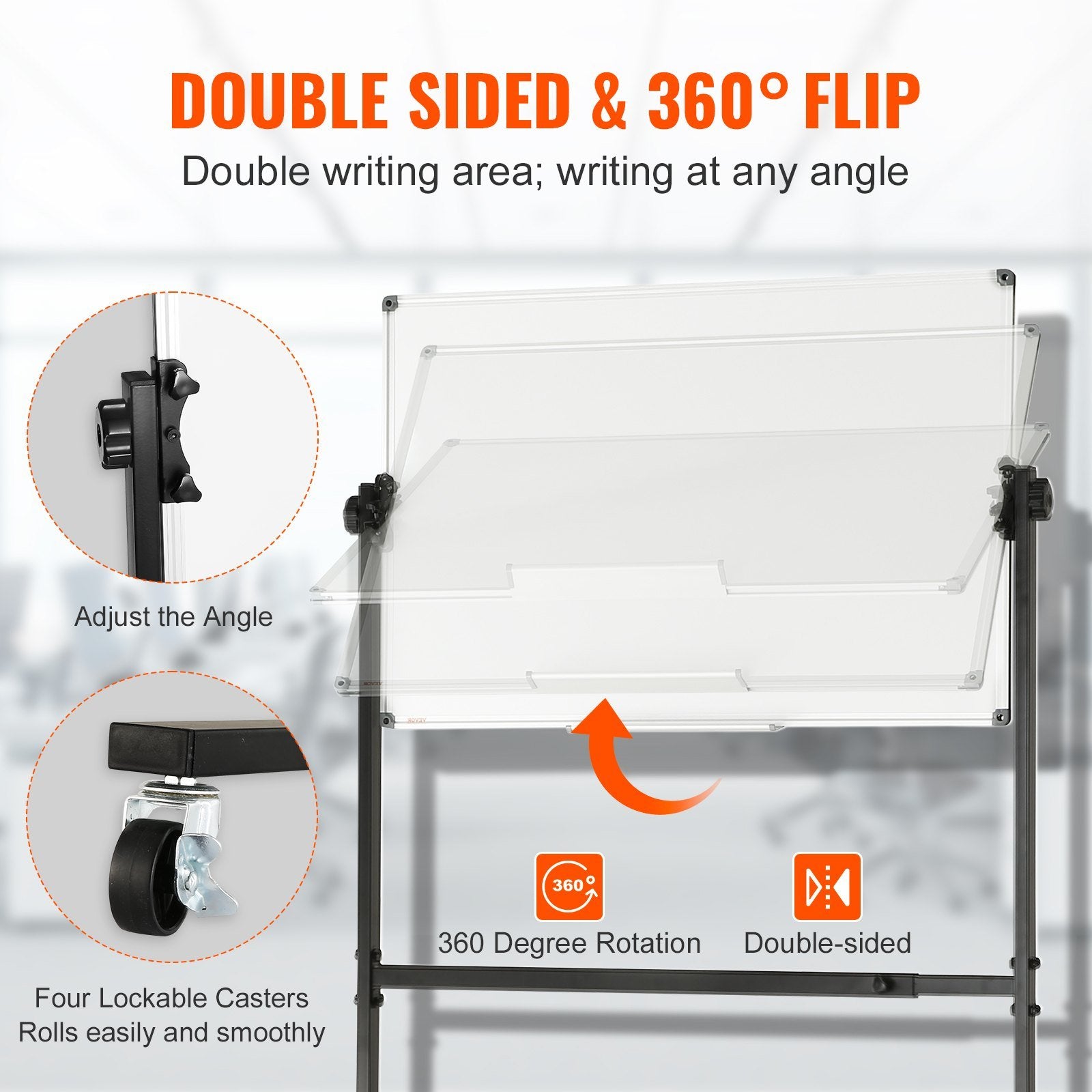 Rolling Magnetic Whiteboard, Double-sided Mobile Whiteboard 36x24 Inches - Mountain Lakes Mall