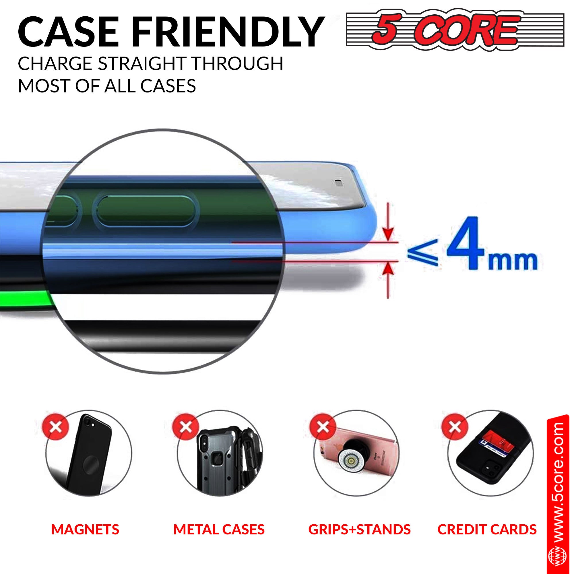 5 Core Wireless Charger, 15W Qi-Certified Max Fast Wireless Charging - Mountain Lakes Mall