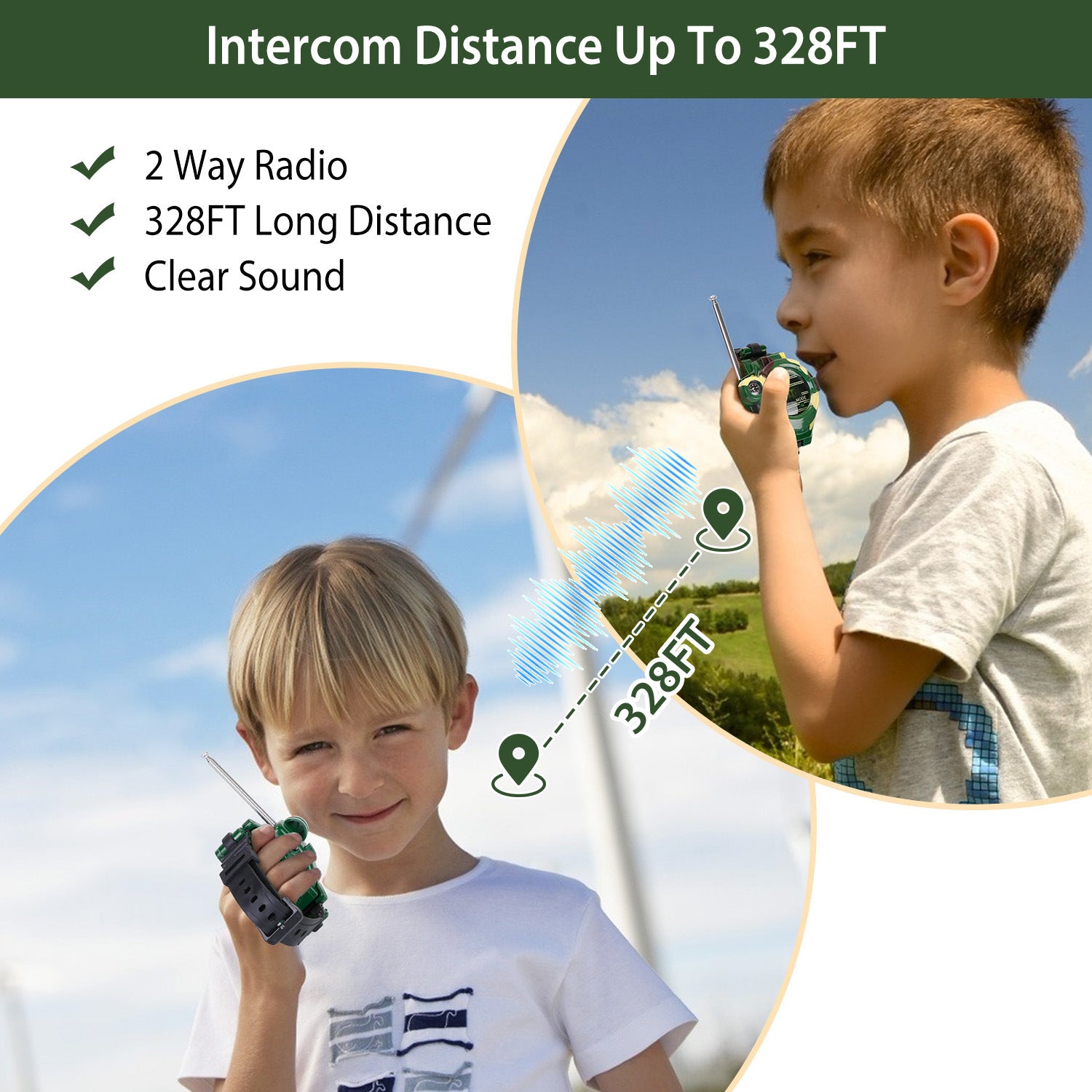 2Pcs Walkie Talkies Watches Toy 7 in 1 Two Way Interphone Kids Wrist Watch - Mountain Lakes Mall