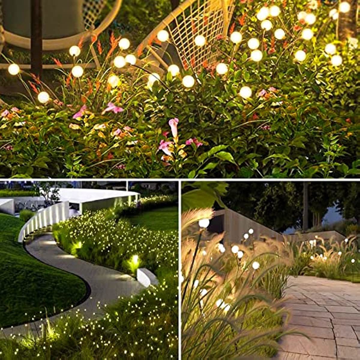 Solar Garden Lights Outdoor Decorations; 4 Pack Upgraded 8 LED Solar Powered Firefly Lights - Mountain Lakes Mall