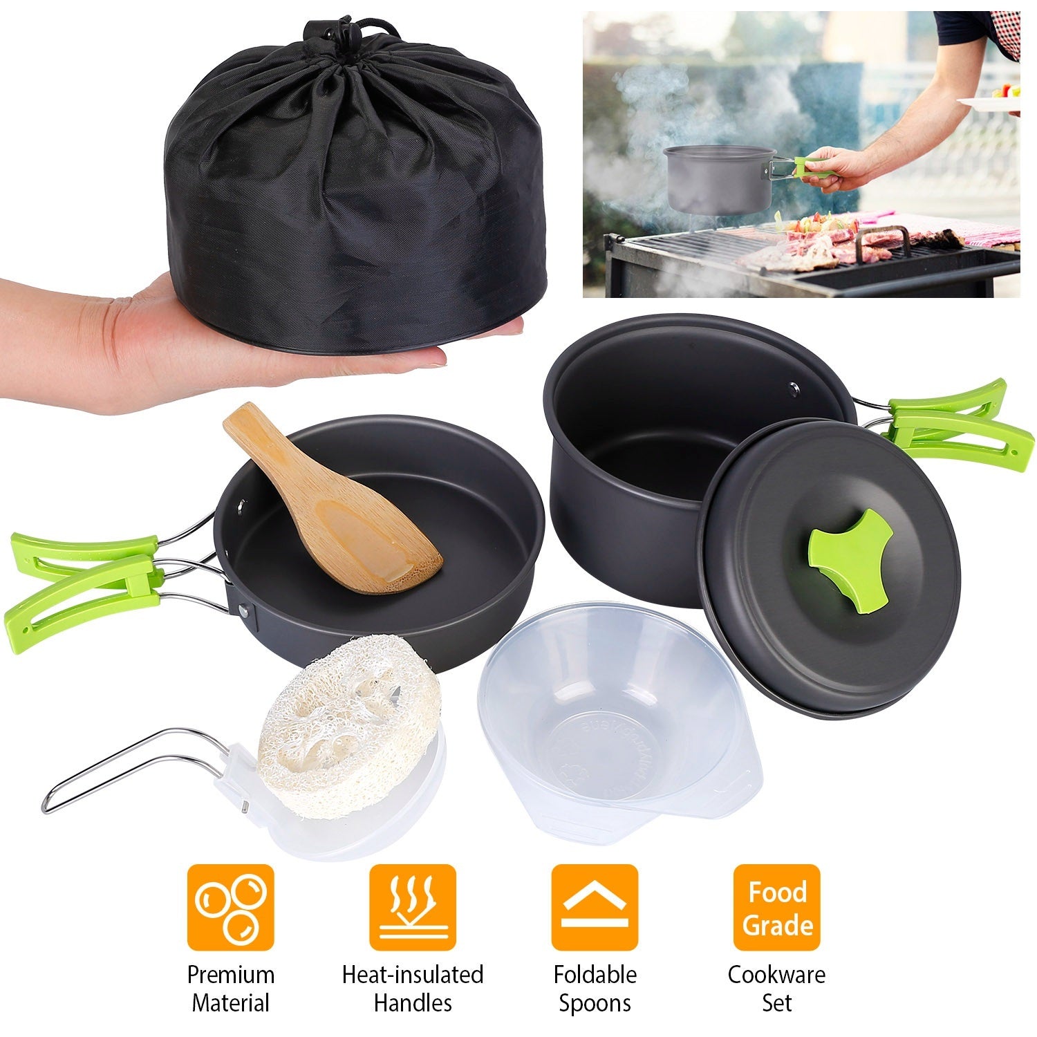 9Pcs Camping Cooking Ware Set Camping Stove Cookware Kit - Mountain Lakes Mall