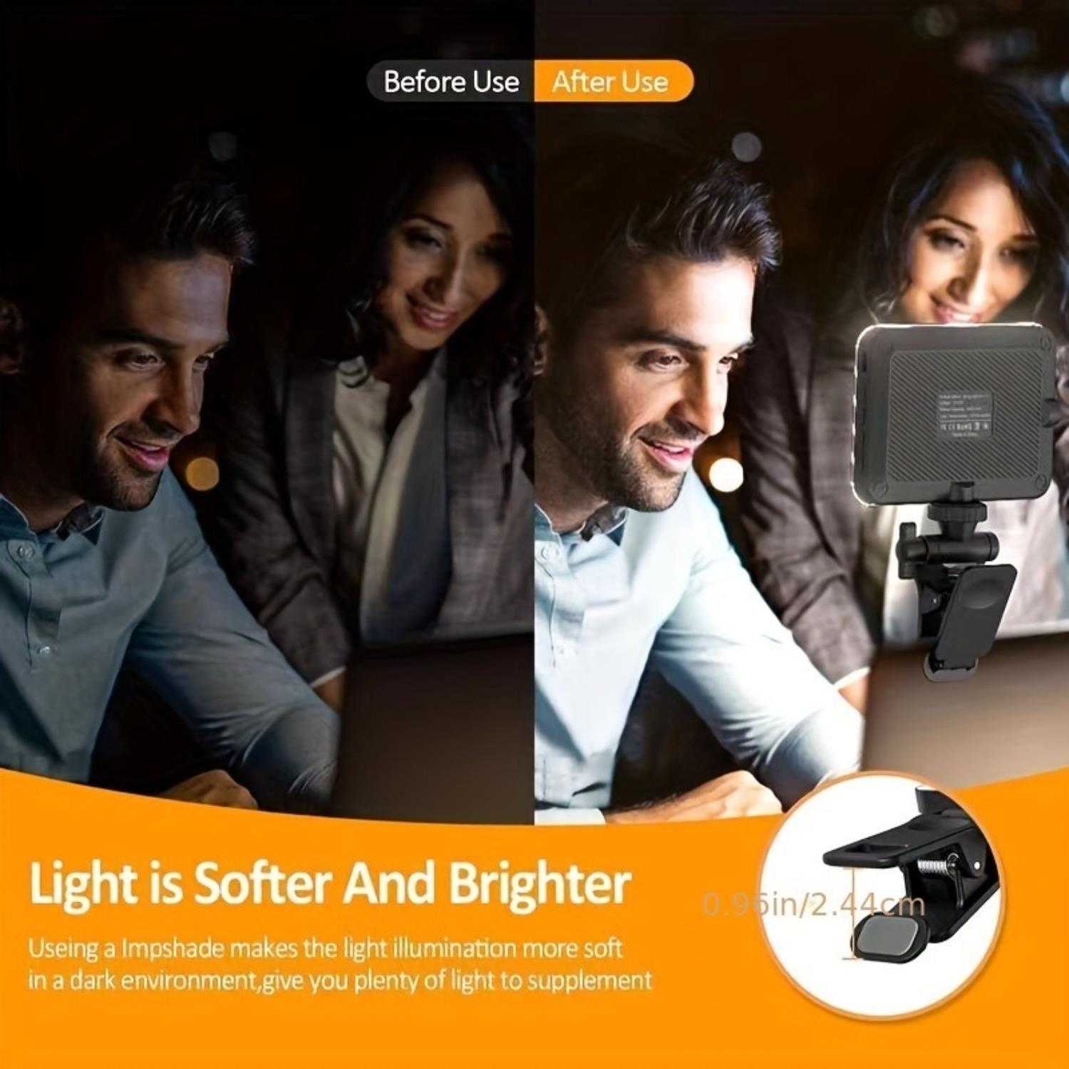 Selfie Light - USB-Rechargeable LED Phone Light - Portable Photo Light with 97+ CRI, Up to 6500K Color Temperature Phone Light for Selfie, Zoom Conference, Video, Makeup and Live Stream - Mountain Lakes Mall