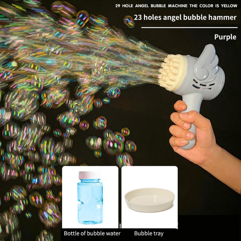 Bubble Hammer Gun Children Gift Toys Small Fan Soap Bubbles Gun Kids Toys 23 Hole Bubbles Machine - Mountain Lakes Mall