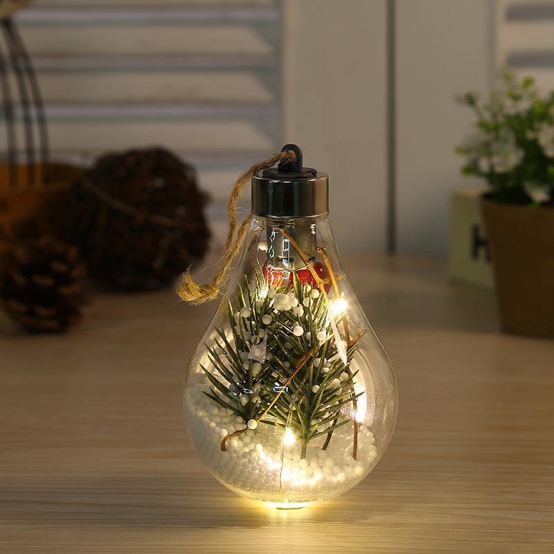 New Christmas decorations simulation bulbs Christmas tree decorations hanging plastic ball LED transparent Christmas ball - Mountain Lakes Mall