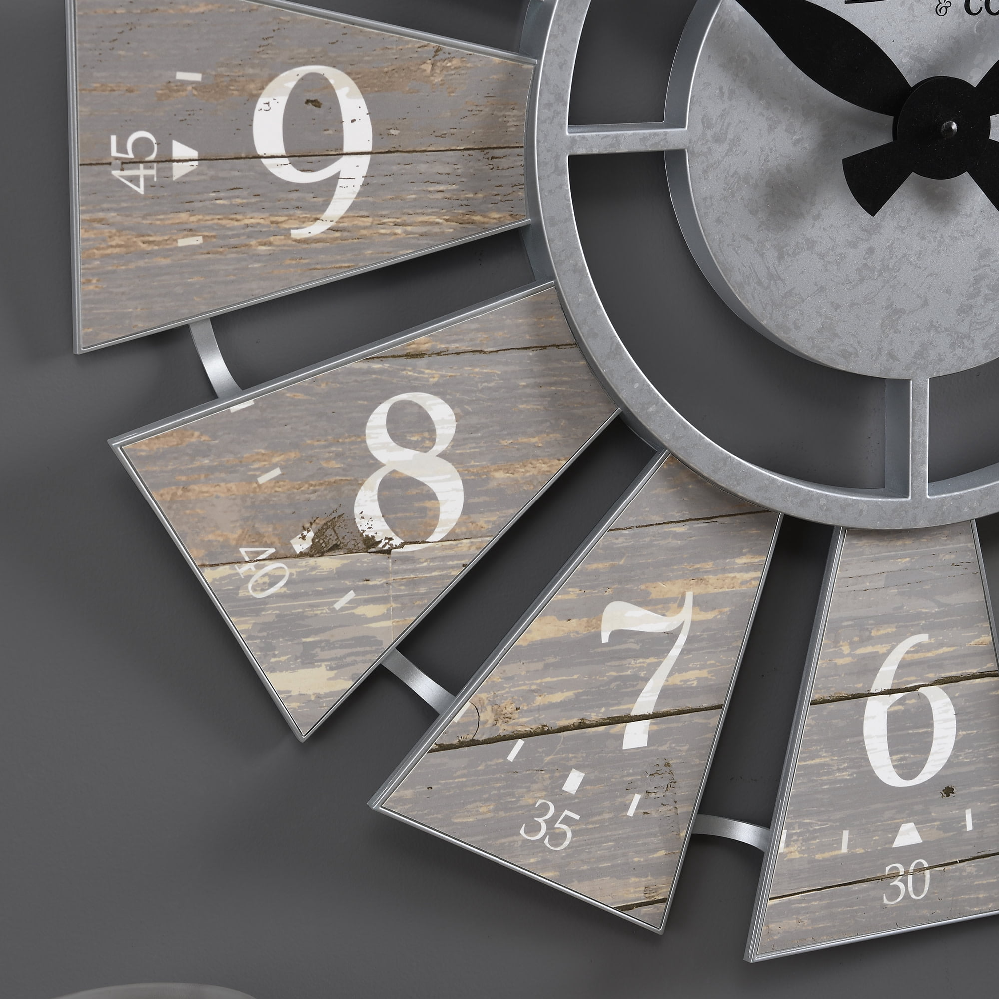 FirsTime & Co. Gray Numeral Windmill Wall Clock, Farmhouse, Analog, 24 x 2 x 24 in - Mountain Lakes Mall