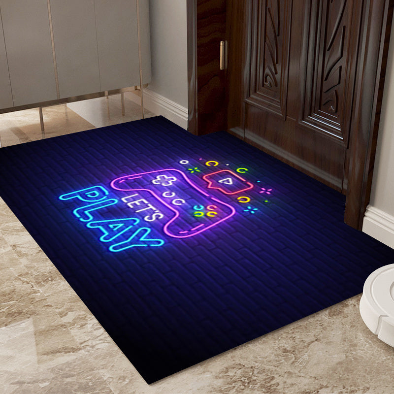 1pc Neon Video Game Floor Mat; Large Game Area Rug; Gamer Carpet; Game Printed Living Room Mat Bedroom Mat - Mountain Lakes Mall