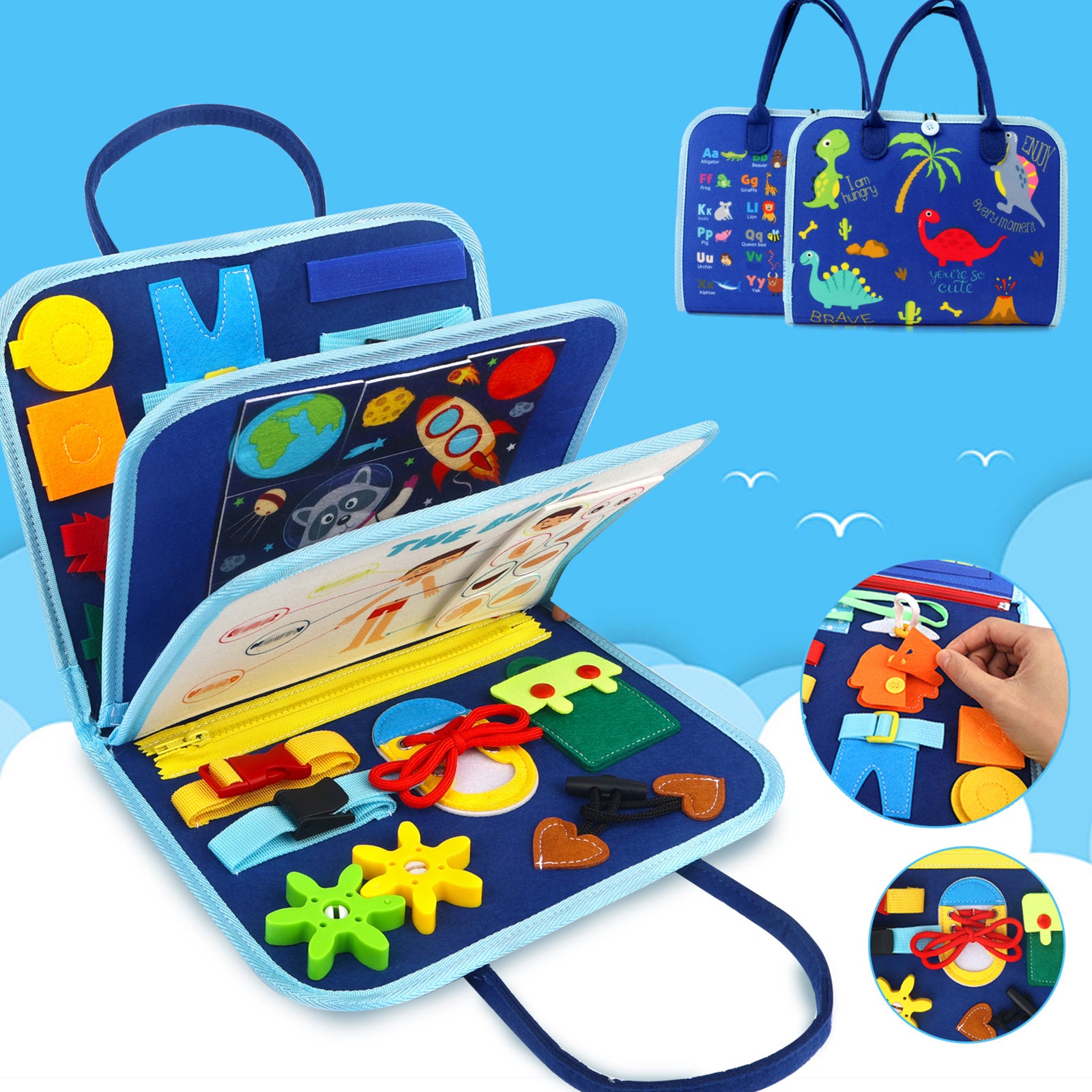 Busy Board Sensory Activity - Montessori Toys Airplane Travel Essentials Road Trip Games Quiet Book Birthday Gifts Learning Toy Educational Toy - Mountain Lakes Mall