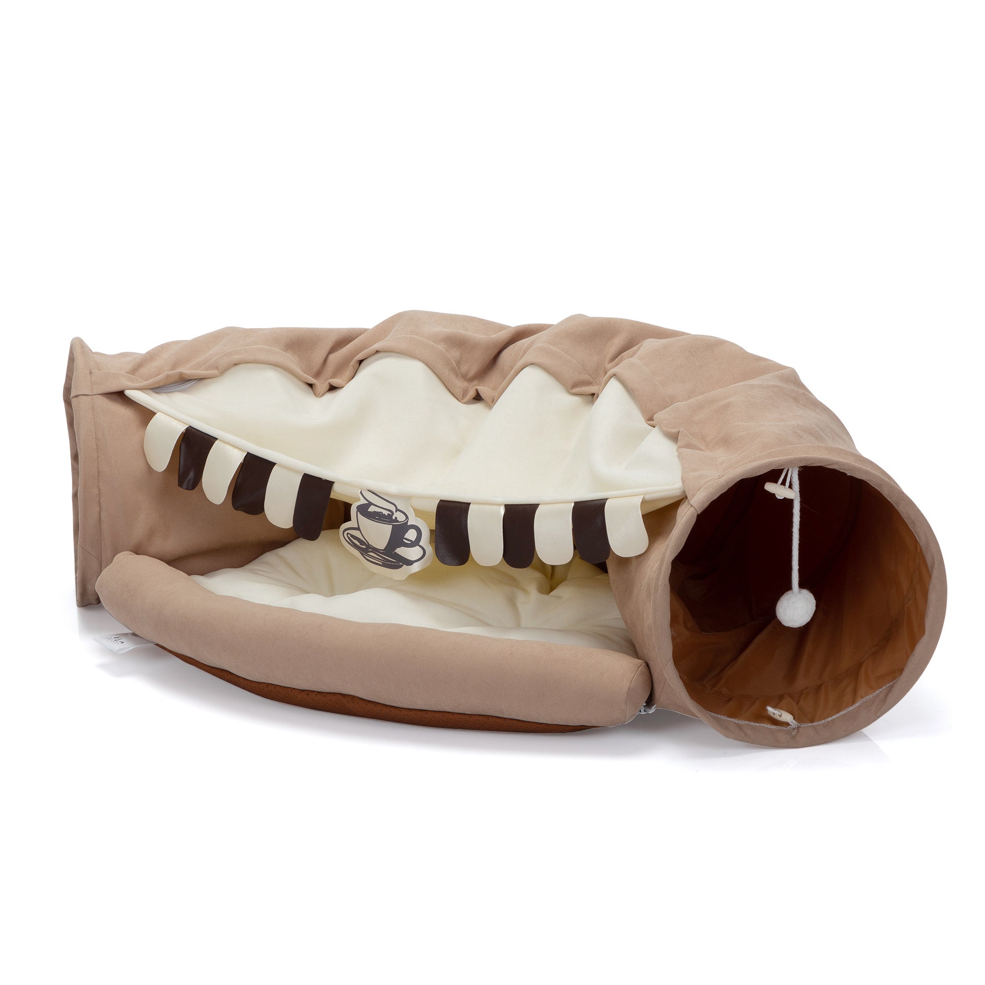 Collapsible Cat Tunnel Bed;  Hide Tunnel for Indoor Cats with Hanging Toys and Cushion Mat;  XH - Mountain Lakes Mall