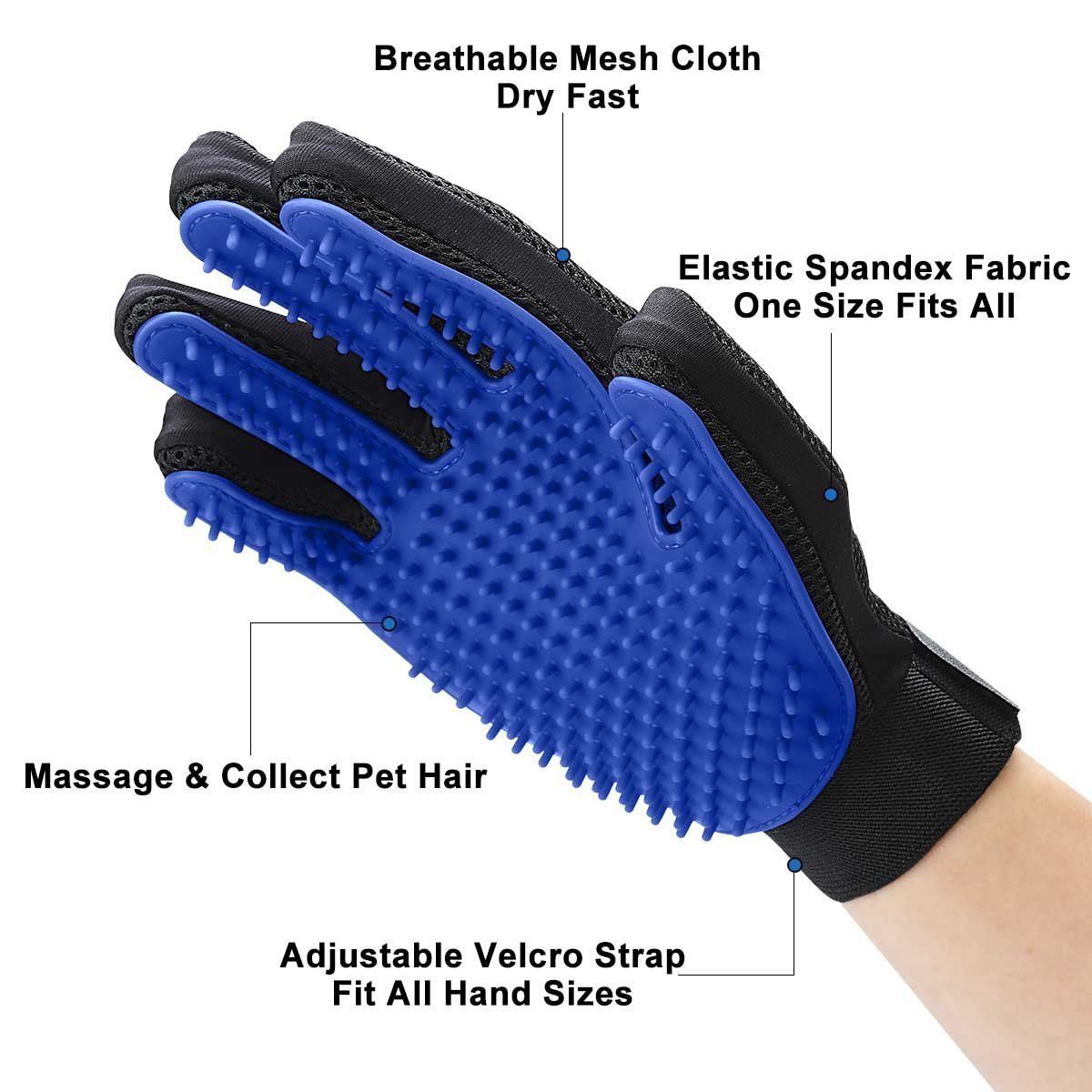 Cute Smart Upgrade Version 259 Tips Pet Hair Remover Gloves Pet Grooming Brush Gloves ( Right hand ) - Mountain Lakes Mall