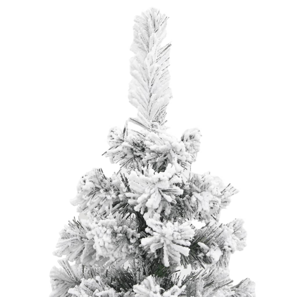 Slim Artificial Christmas Tree with Flocked Snow Green 5 ft PVC - Mountain Lakes Mall