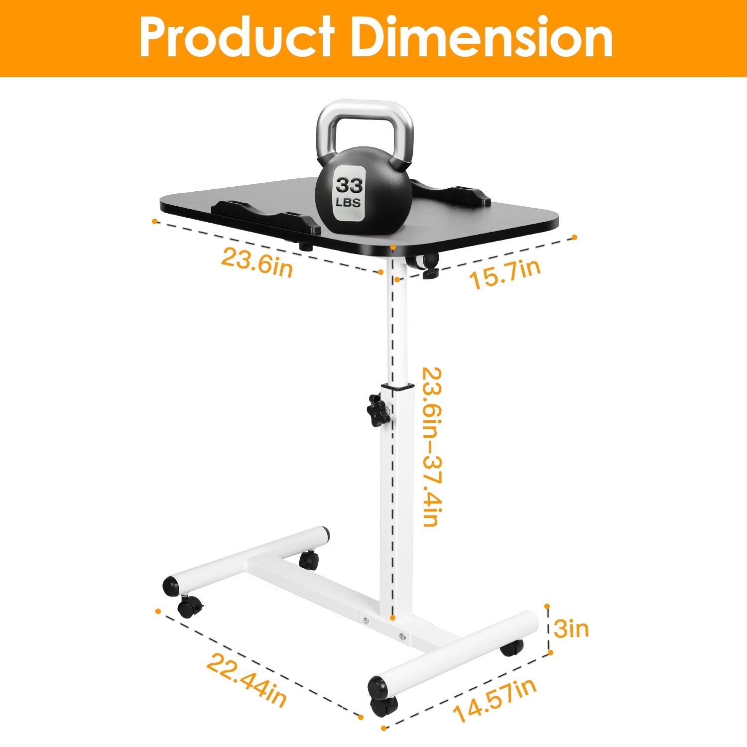 Rolling Laptop Table Portable Computer Desk Movable Table with Adjustable Height Tilting Angle - Mountain Lakes Mall