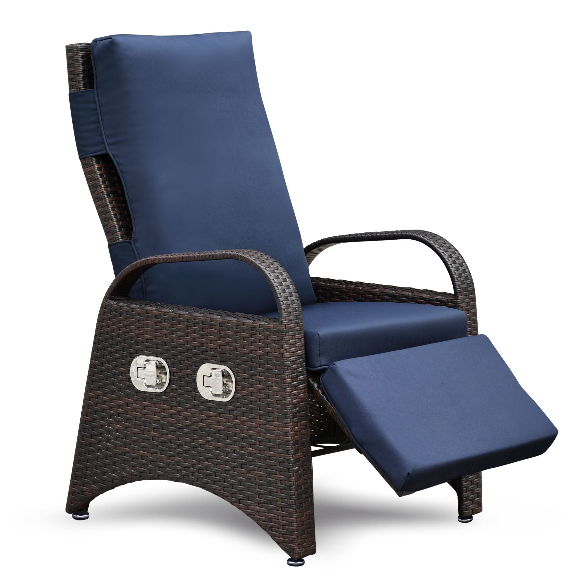 Outdoor Adjustable Wicker Recliner with Flip Table - Mountain Lakes Mall