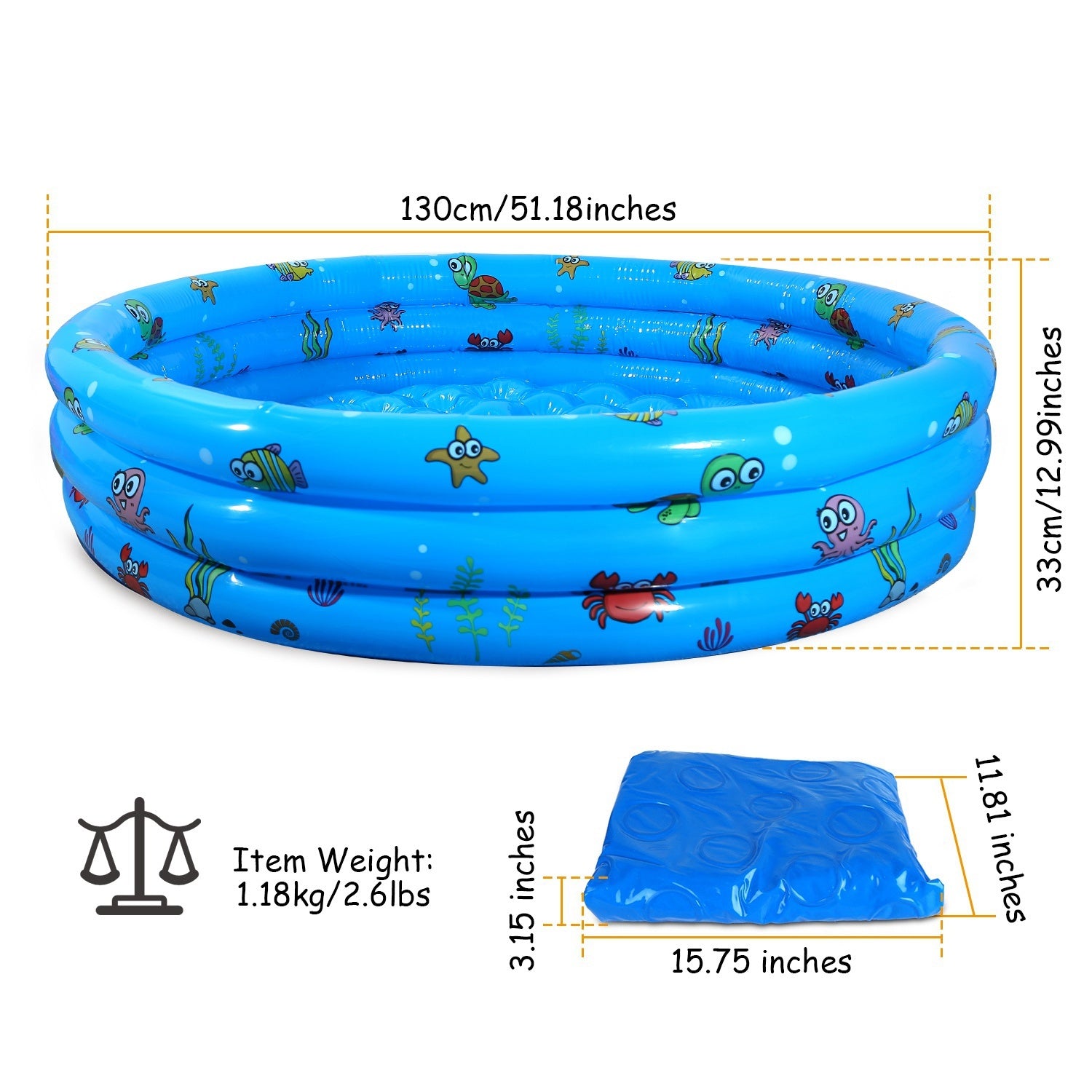 Inflatable Swimming Pool Blow Up Family Pool For 3 Kids - Mountain Lakes Mall