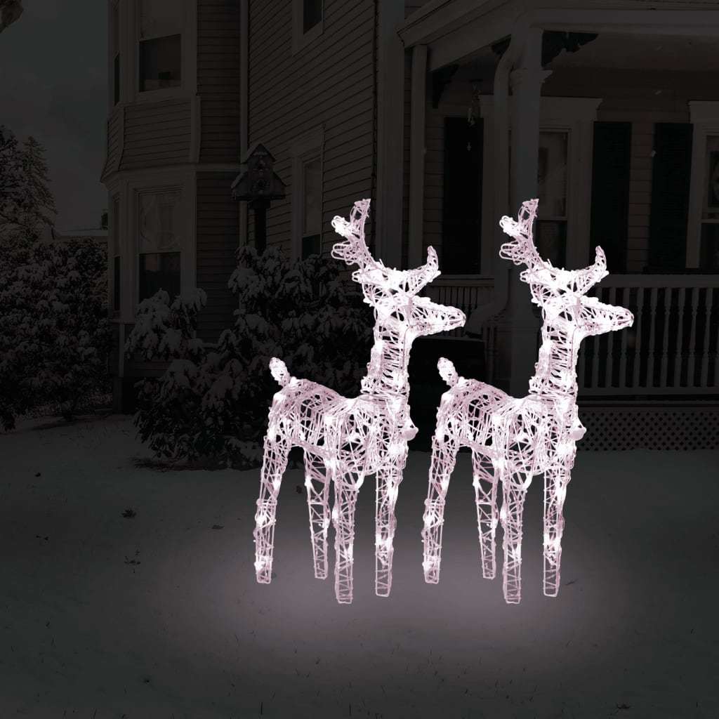 Christmas Reindeers 2 pcs Warm White 80 LEDs Acrylic - Mountain Lakes Mall