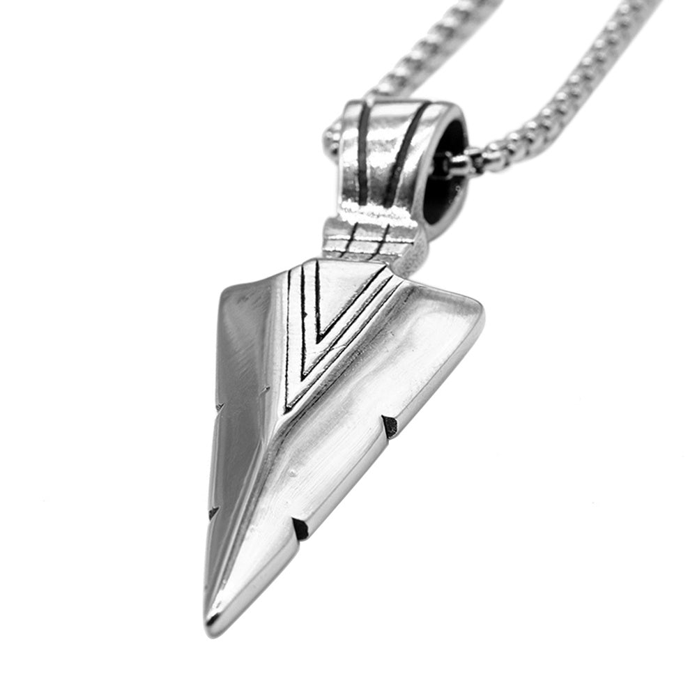 Viking Mens Arrowhead Necklace Stainless Steel Pendant - Mountain Lakes Mall