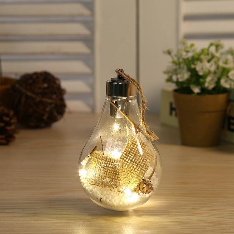 New Christmas decorations simulation bulbs Christmas tree decorations hanging plastic ball LED transparent Christmas ball - Mountain Lakes Mall