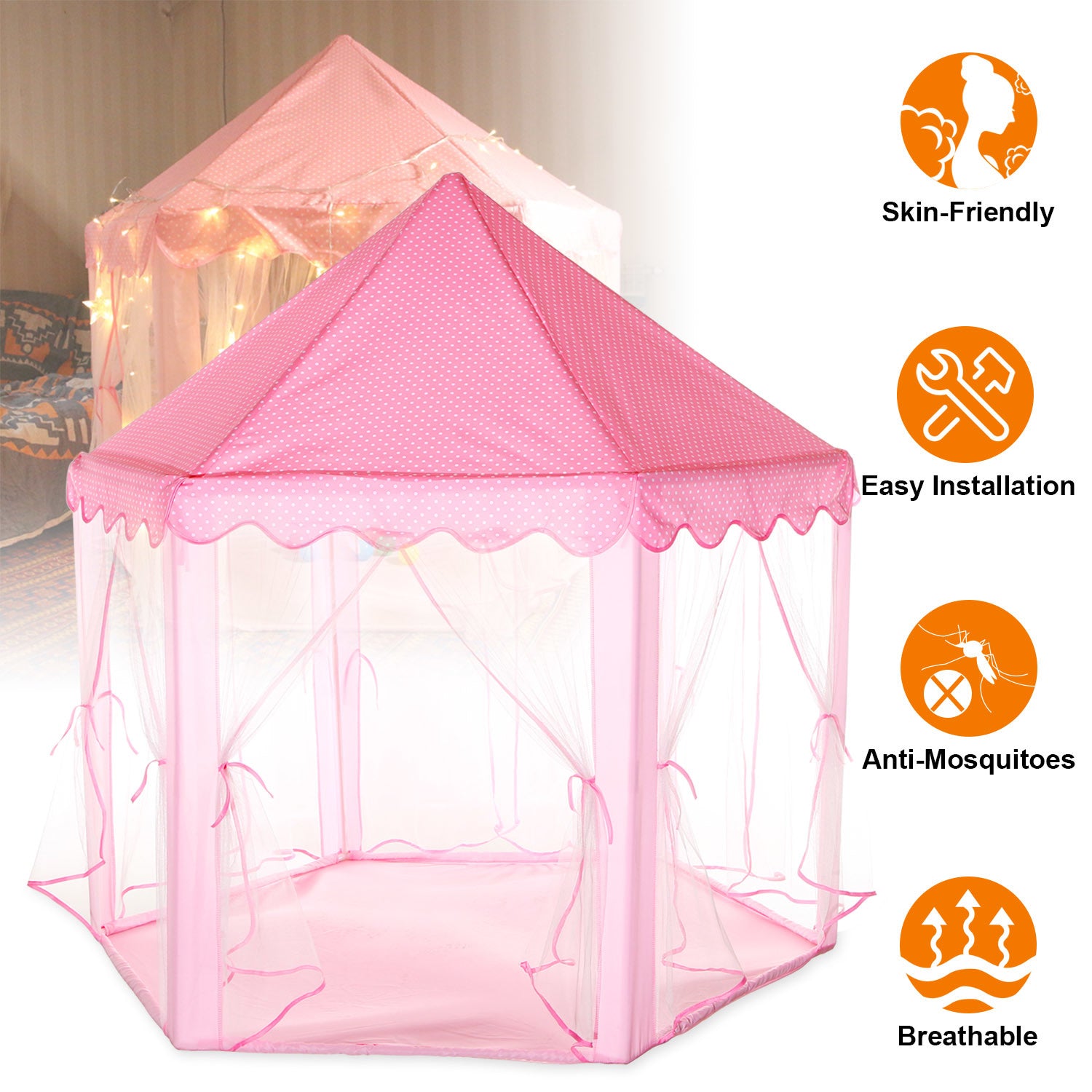 Kids Play Tents Princess for Girls Princess Castle Children Playhouse Indoor Outdoor Use - Mountain Lakes Mall