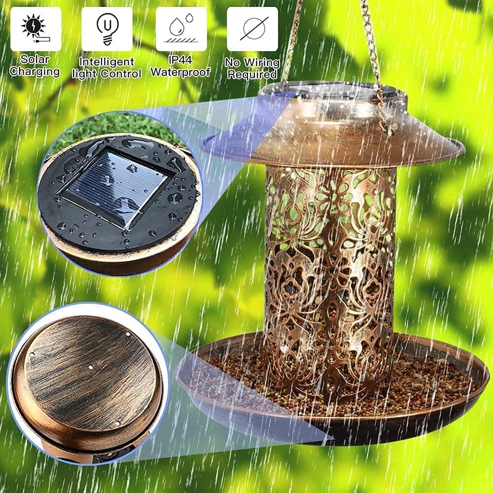 Bird Feeder Weather Resistance Cage Outdoor Refill Solar Night Light - Mountain Lakes Mall