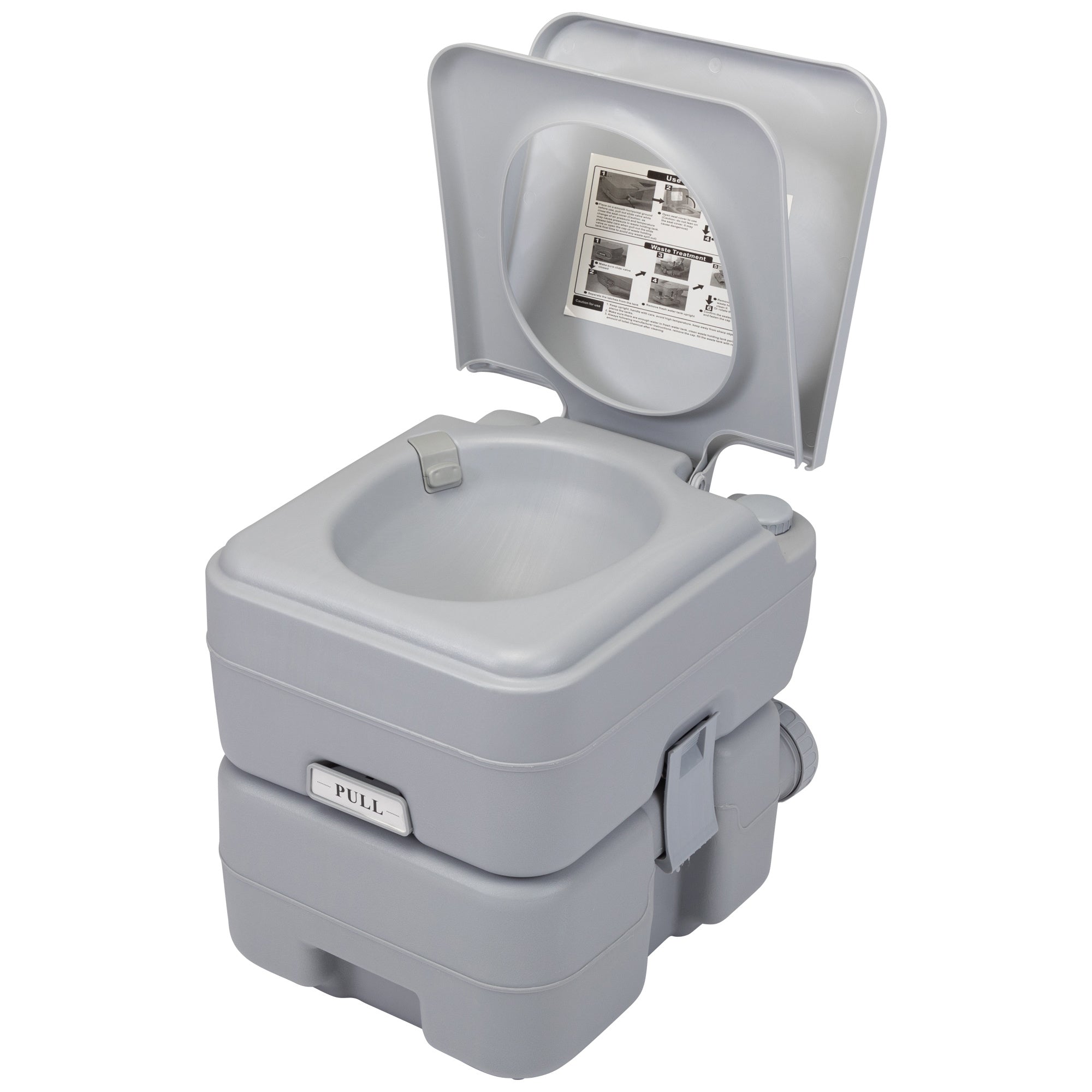 Portable Push-rod Toilet, 20L/5.3 Gallons Detachable Tank for Camping, Boating, Hiking and Traveling, Cold Gray - Mountain Lakes Mall