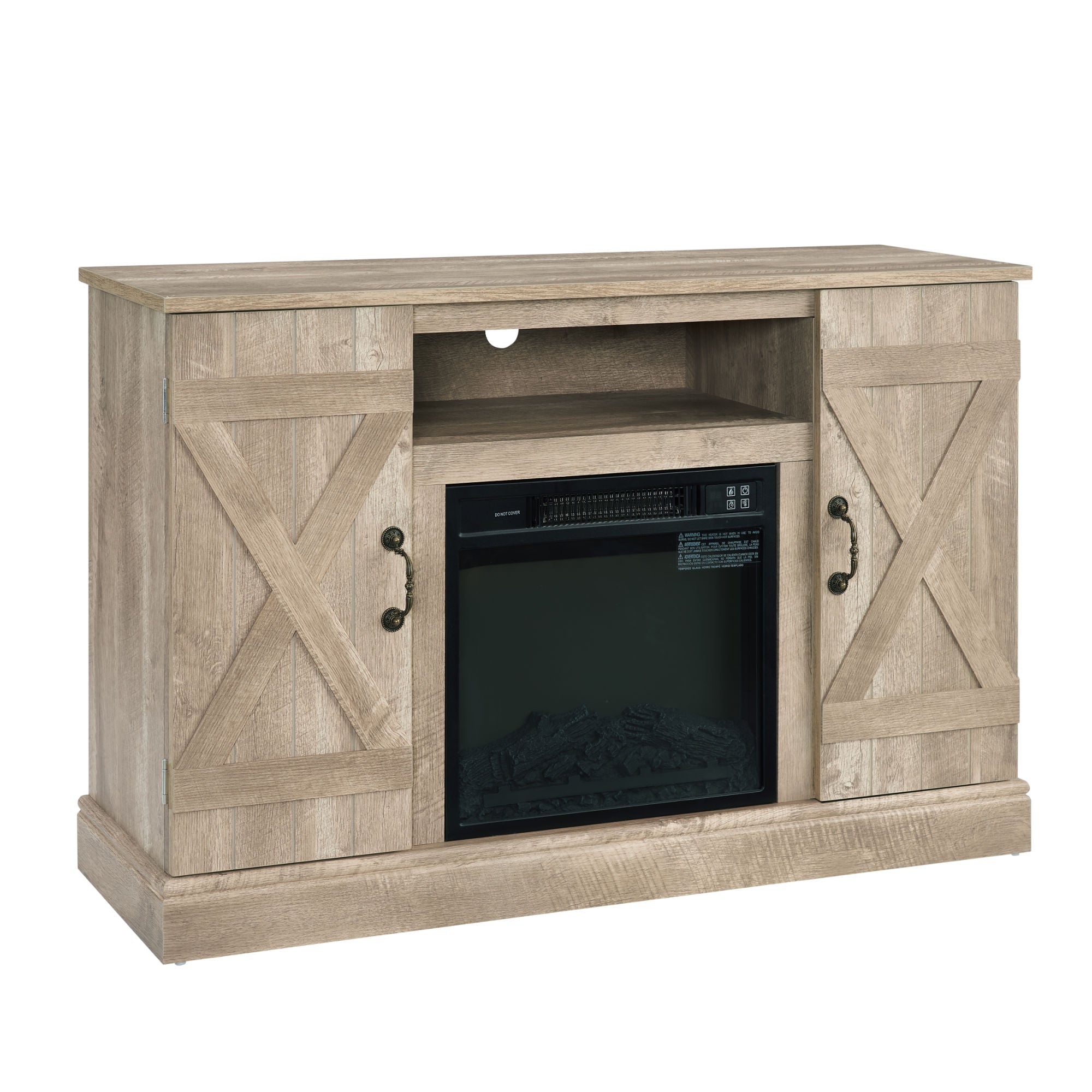 Farmhouse Classic Media TV Stand Antique Entertainment Console with 18" Fireplace Insert for TV up to 50" with Open and Closed Storage Space, Ashland Pine 47"W*15.5"D*30.75"H - Mountain Lakes Mall