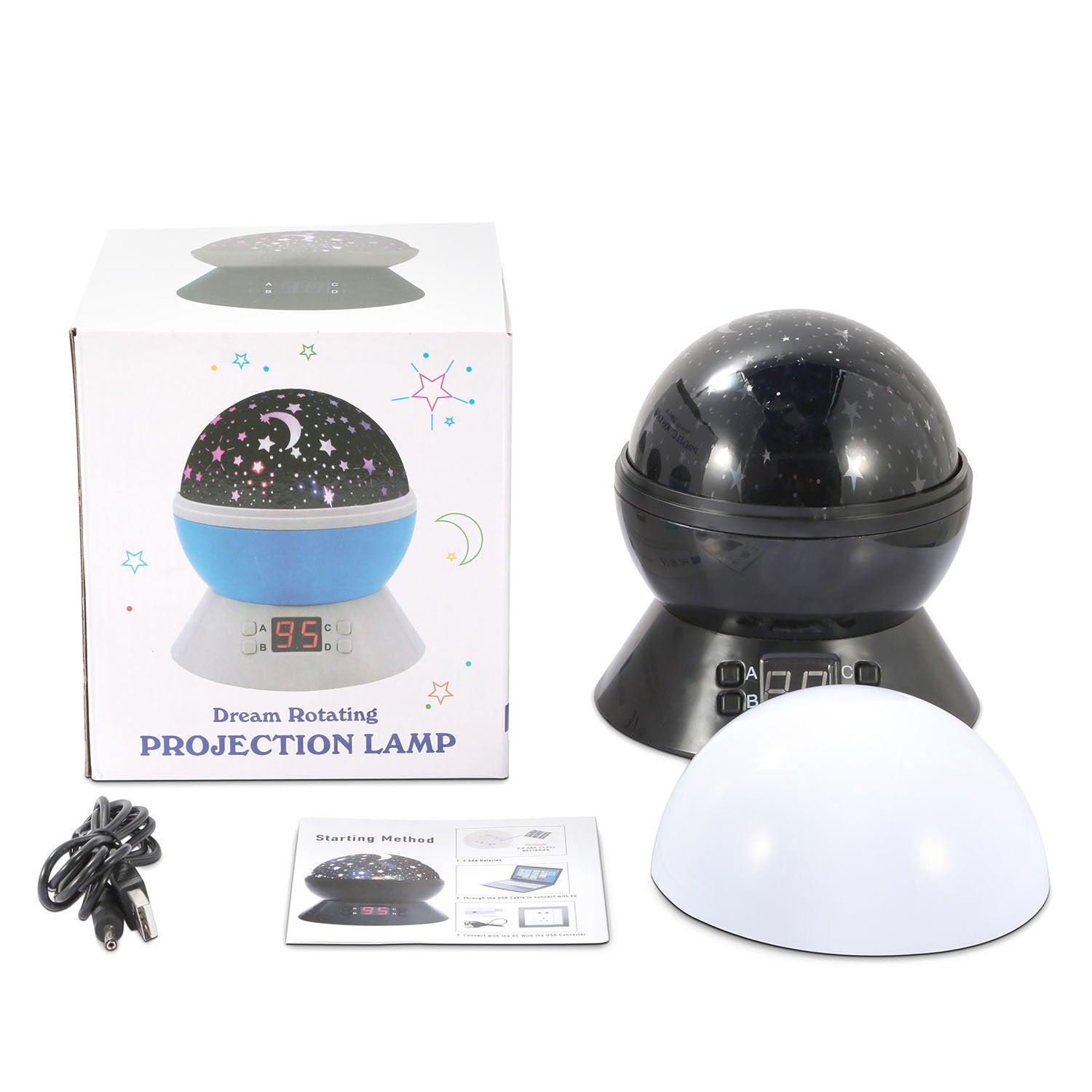 LED Projector Lamp Kids Night Light Star Moon Projection Night Lamp 360 Degree Rotation Timer - Mountain Lakes Mall